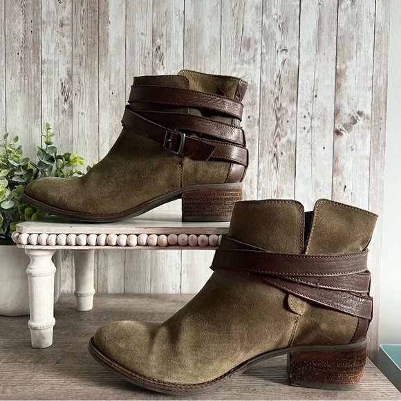 lavorazione artigiana womens green suede boots leather strappy Ralph Lauren 8 - Picture 2 of 7